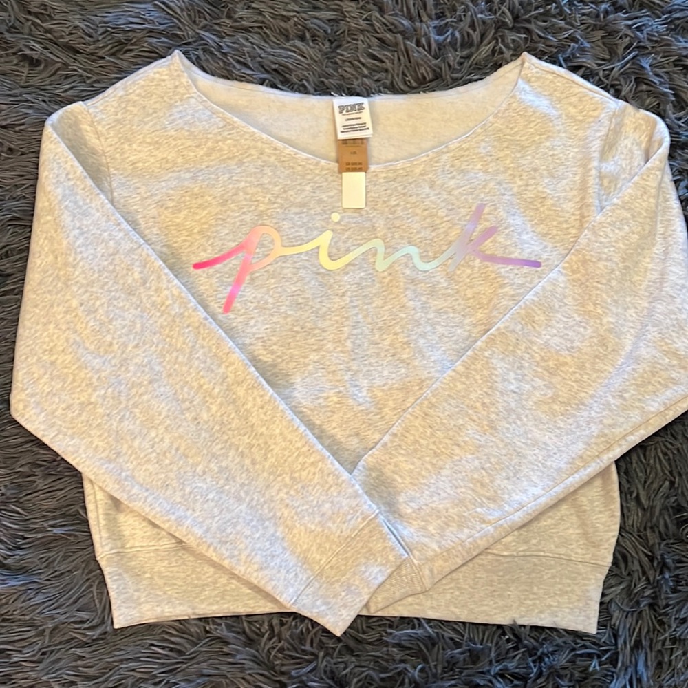 NWT VS PINK Campus Off Shoulder Sz L
